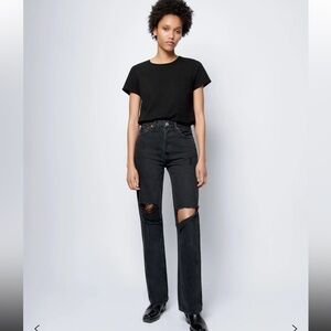 Re/Done • 90s high rise loose distressed black jeans - size 24